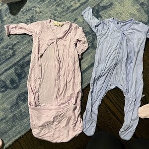 2 Kyte Baby sleepers. 0-3 months. Pink and purple